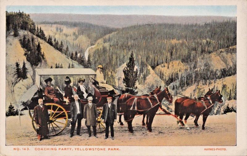 YELLOWSTONE PARK WYOMING~COACHING PARTY-F JAY HAYNES PUBL POSTCARD 1910s