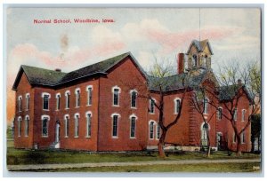 Woodbine Iowa Postcard Normal School Exterior View Building 1910 Vintage Antique