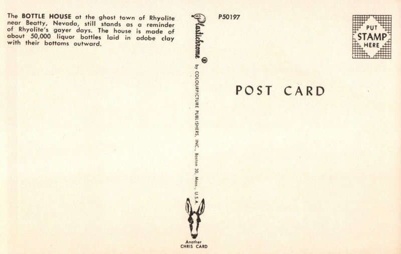 Vintage Postcard the Bottle House at the Ghost Town of Rhyolite Beatty Nevada United States