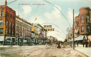 Automobiles C-1910 South Michigan Street South Bend Postcard Kropp 20-13259