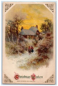 1913 Christmas Wishes Winter John Winsch Artist Signed Newark NJ Posted Postcard 