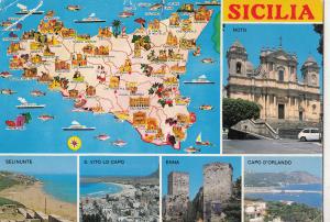 BF29049 sicilia multi views map itally   front/back image