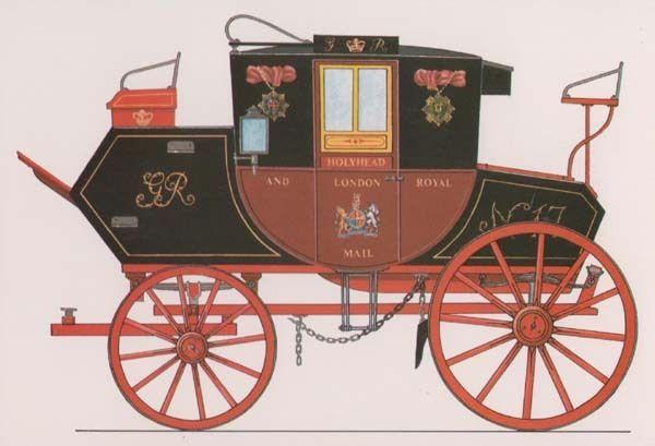 1815 Royal Mail Coach Horse & Cart Victorian John Vidler London Museum Postcard