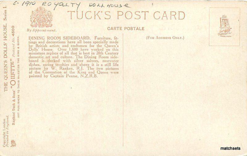 C-1910 Royalty Dollhouse interior Queen Oilette Tuck postcard 11032