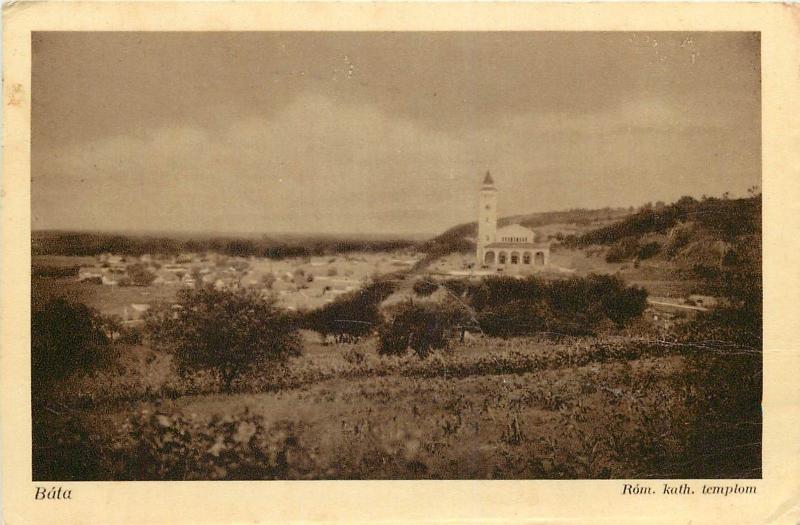 Báta, Tolna Hungary panorama templom church 1940