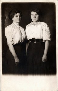 Postcard MN St. Paul Studio RPPC Two Ladies in Shirts and Long Skirts C.1910 L16