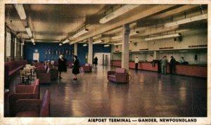 Canada Airport Terminal Gander Newfoundland Vintage Postcard 08.68