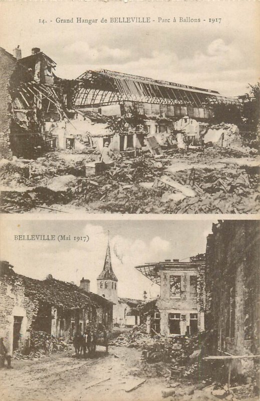 France Belleville zeppelin and balloon destroyed hangar ww1 1917