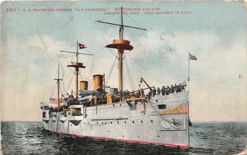 USS San Francisco US Protected Cruiser Navy Ship postcard