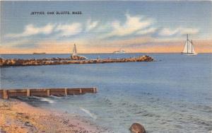 MARTHAS VINEYARD MASSACHUSETTS OAK BLUFFS JETTIES POSTCARD 