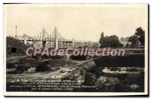 Postcard Old Suspension Bridge in Beton Weapon Laon