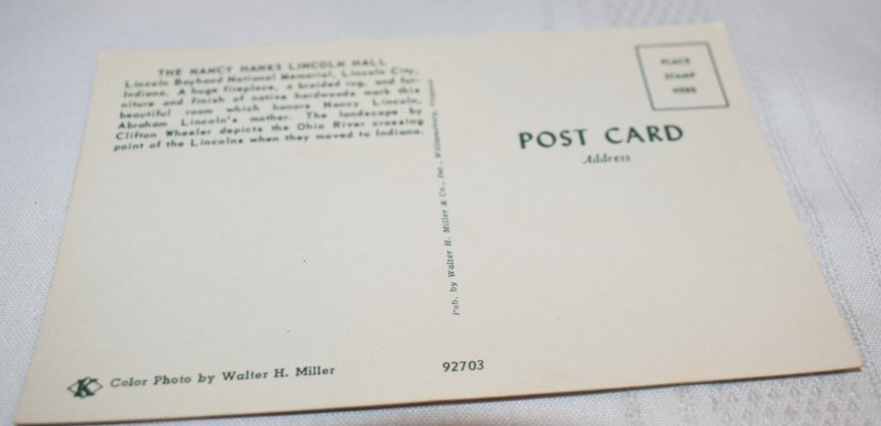 The Nancy Hanks Lincoln Hall Lincoln City Indiana Postcard Walter H. Miller