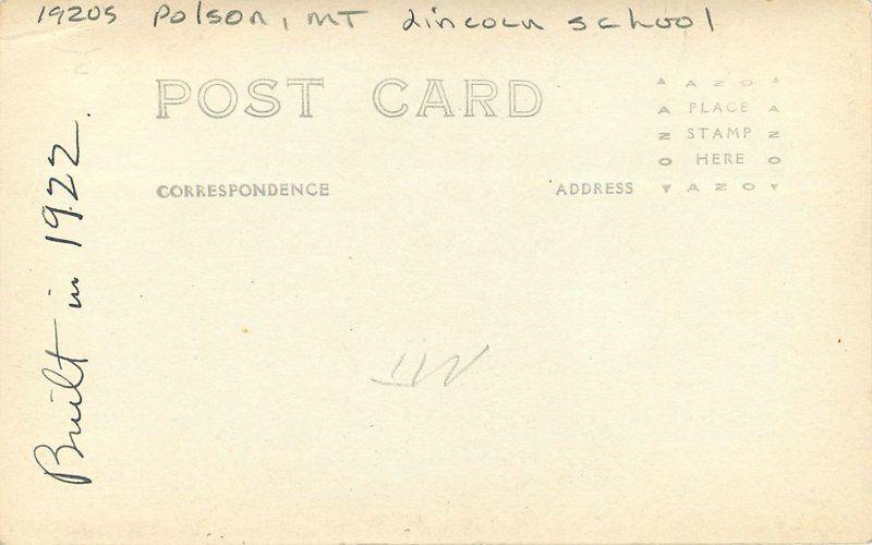 Lincoln School 1920s Polson Montana RPPC real photo postcard 10534