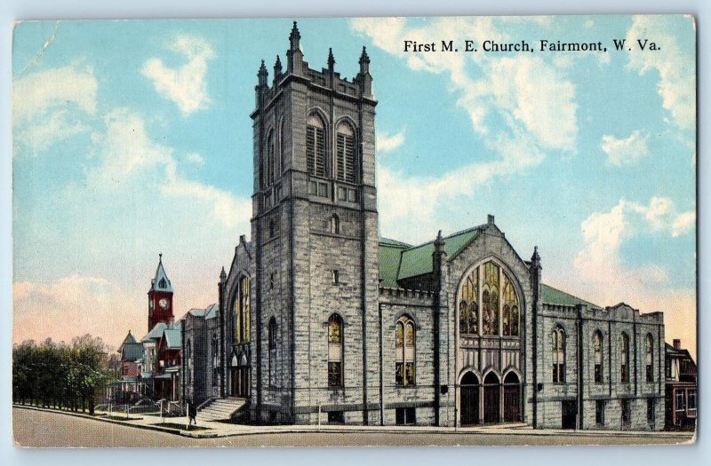 Fairmont West Virginia Postcard  First Methodist Episcopal Church 1915 Antique