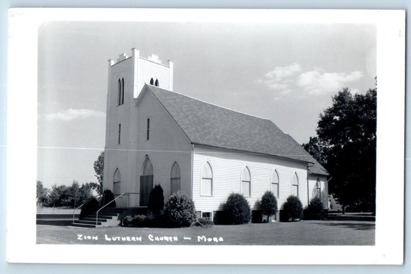 Mora Minnesota Postcard RPPC Photo Zion Lutheran Church c1950's Unposted Vintage