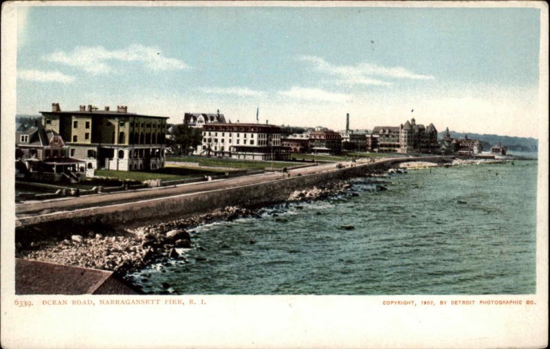 Narragansett Pier Rhode Island RI Ocean Road Detroit Pub c1910 Postcard