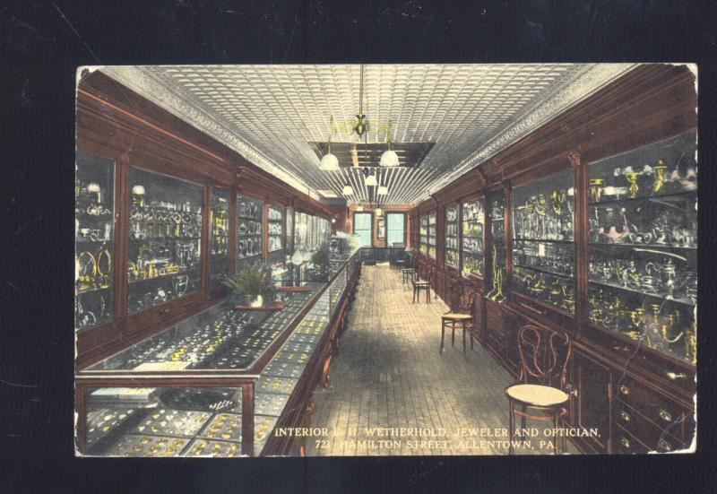 ALLENTOWN PENNSYLVANIA WETHERHOLD JEWELRY STORE INTERIOR VINTAGE POSTCARD