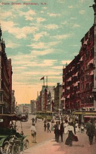 Vintage Postcard 1910's View of State Street Rochester New York N. Y.