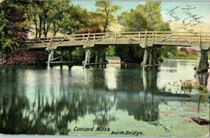 Bridges Postcard North Bridge Concord Massachusetts Posted 1907