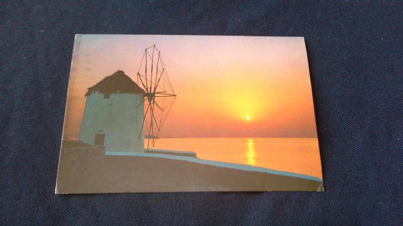 Colour Postcard Sunset In Greece