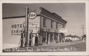 RPPC Postcard Hotel et Cabines Regal St Joachim de Tourelle Quebec Gas Station