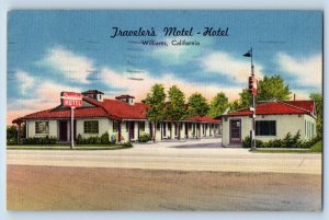 Williams California Postcard Travelers Motel-Hotel Building Exterior View 1956