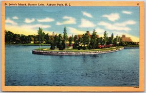 1957 Saint John'S Island Sunset Lake Asbury Park New Jersey NJ Posted Postcard