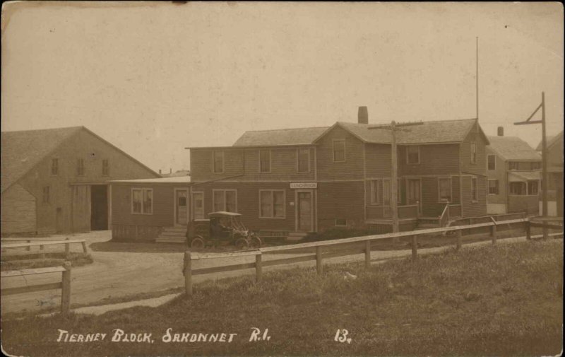 Sakonnet RI Rhode Island Tierney Block c1910 Real Photo Postcard