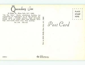 Unused Pre-1980 OLD CARS & QUEENSBURY INN MOTEL Glen Falls New York NY s2518