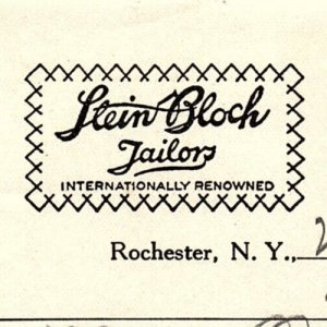 1939 STEIN-BLOCH TAILORS ROCHESTER NEW YORK BILLHEAD INVOICE Z688