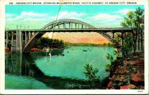 Oregon City Oregon OR Willamette River Bridge UNP Vtg 1920s Postcard 