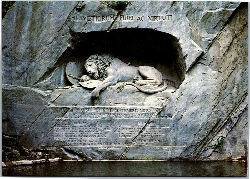 Postcard Switzerland Lucerne Lion's Monument