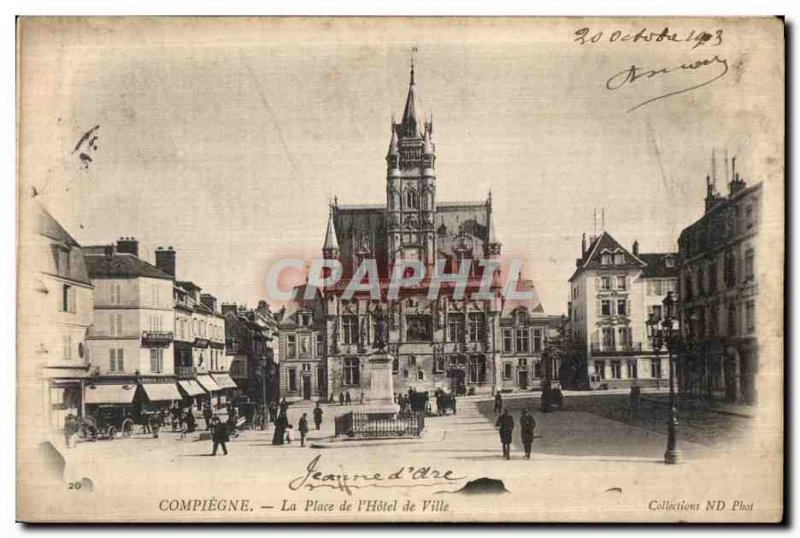 Old Postcard Compiegne Place of City Hotel