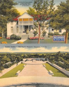 CLAREMORE, OK Oklahoma WILL ROGERS BIRTHPLACE & GARDEN *Two* c1940's Postcards