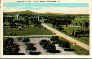 Vtg Gettysburg PA Hancock Avenue looking South Battlefield Civil War Postcard