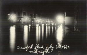 Crawford IN 1920 Flood at Midnight Real Photo Postcard