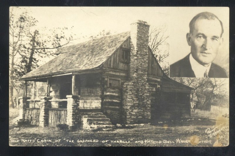 RPPC BRANSON MISSOURI SHEPHERD OF THE HILLS MATT'S CABIN HAROLD BELL WRIGHT