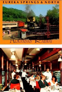 2~4X6 Postcards AR ~ EUREKA SPRINGS & NORTH ARKANSAS RAILWAY Train & Dining Car