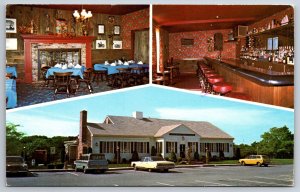 Interior~Cape Cod Massachusetts~Northport Restaurant~Bar~Fireplace~1977 Postcard
