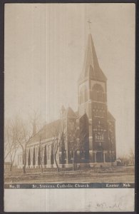 Nebraska EXETER St. Stevens Catholic Church made by Olson Photograph pm1908 RPPC