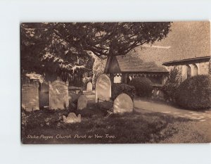 Postcard Porch & Yew Tree, Stoke Poges Church, Stoke Poges, England