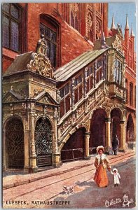 Luebeck Rathaustreppe Germany Town-Hall Staircase Historical Structure Postcard