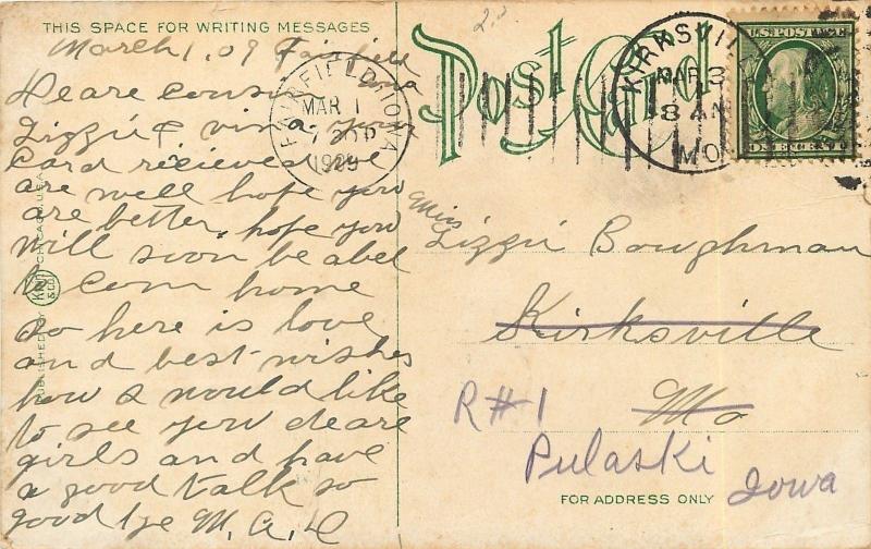 Des Moines IA Corner Tower~Trees Flush to Central Presbyterian~1909 Postcard pc