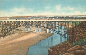 Postcard New Mexico Tucumcari Highway Railway Bridges Candian river Teich 23-908