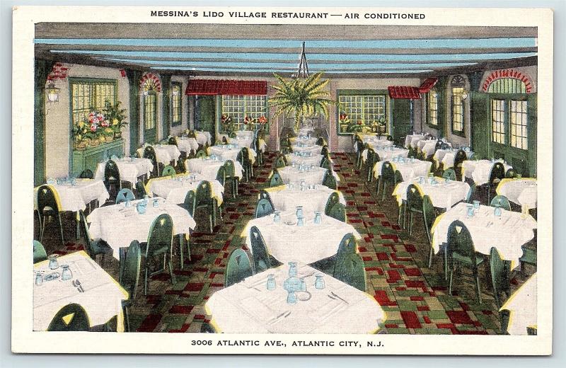 Postcard NJ Atlantic City Interior Messina's Lido Village Restaurant R05