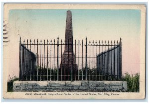 1909 Ogden Monument Geographical Center United States Fort Riley Kansas Postcard