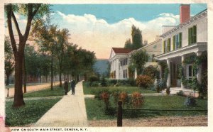 Vintage Postcard 1919 View On South Main Street Residences Geneva New York NY