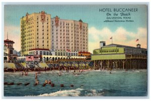 1939 Hotel Buccaneer Building Beach Front Galveston Texas TX Vintage Postcard