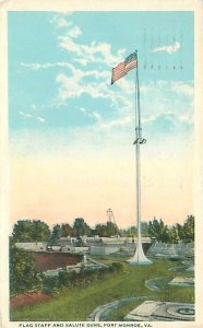 Fort Monroe Virginia Flag Staff & Salute Guns 1921 White Border Postcard Used