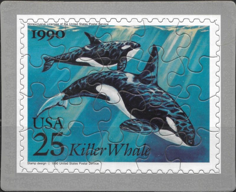 USPS 1990 Killer Whale Jigsaw Puzzle & Postcard